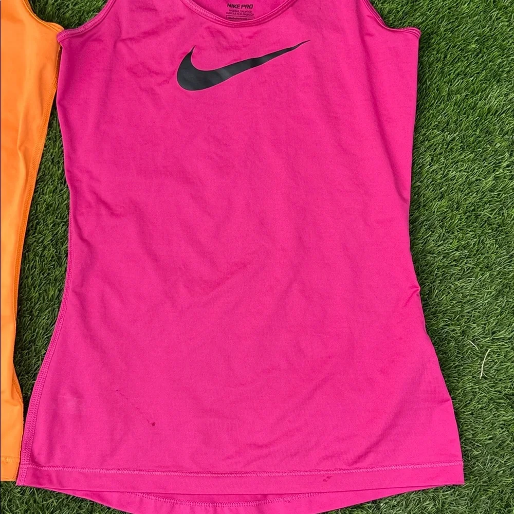 Nike Pro Dri-FIT Neon Orange Pink Training Tank Top Bundle 2pc Set XS